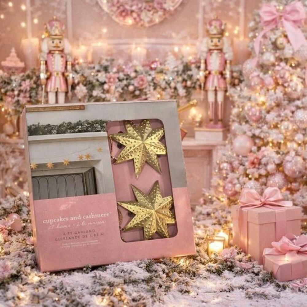 Gold Star Garland Pink Christmas Nutcracker Fairy Decor 6FT Cupcakes Cashmere